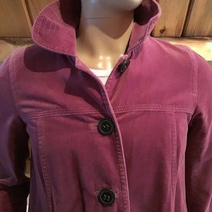 Boden Lilac Velvet Trench w/ Teal Polka Dot Lining